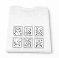 海の動物 スタンプ 海洋刺繍 プレミアムオーガニックコットンTシャツ