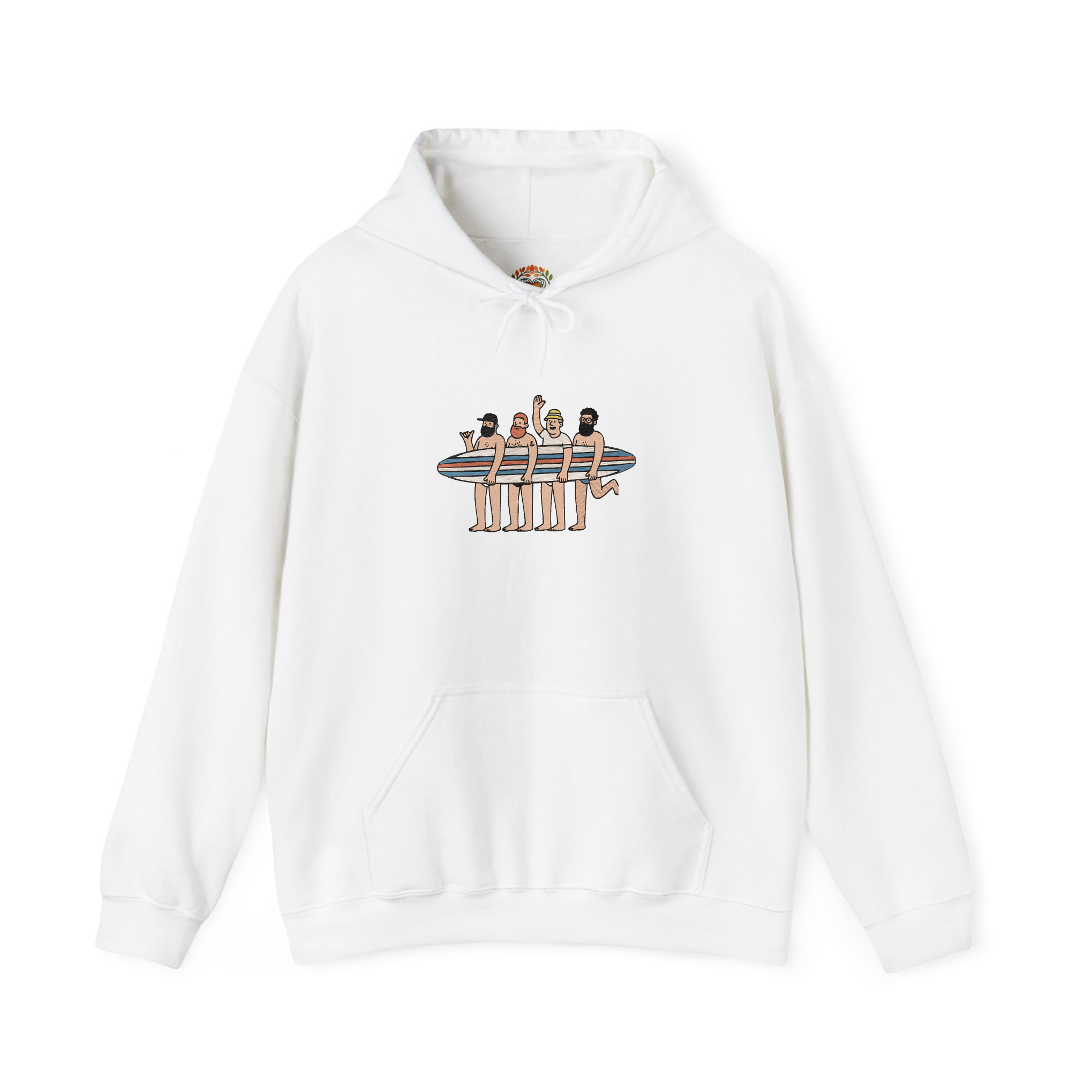 Surfers Gang on the Beach Embroidery Hoodie | Sweatshirt