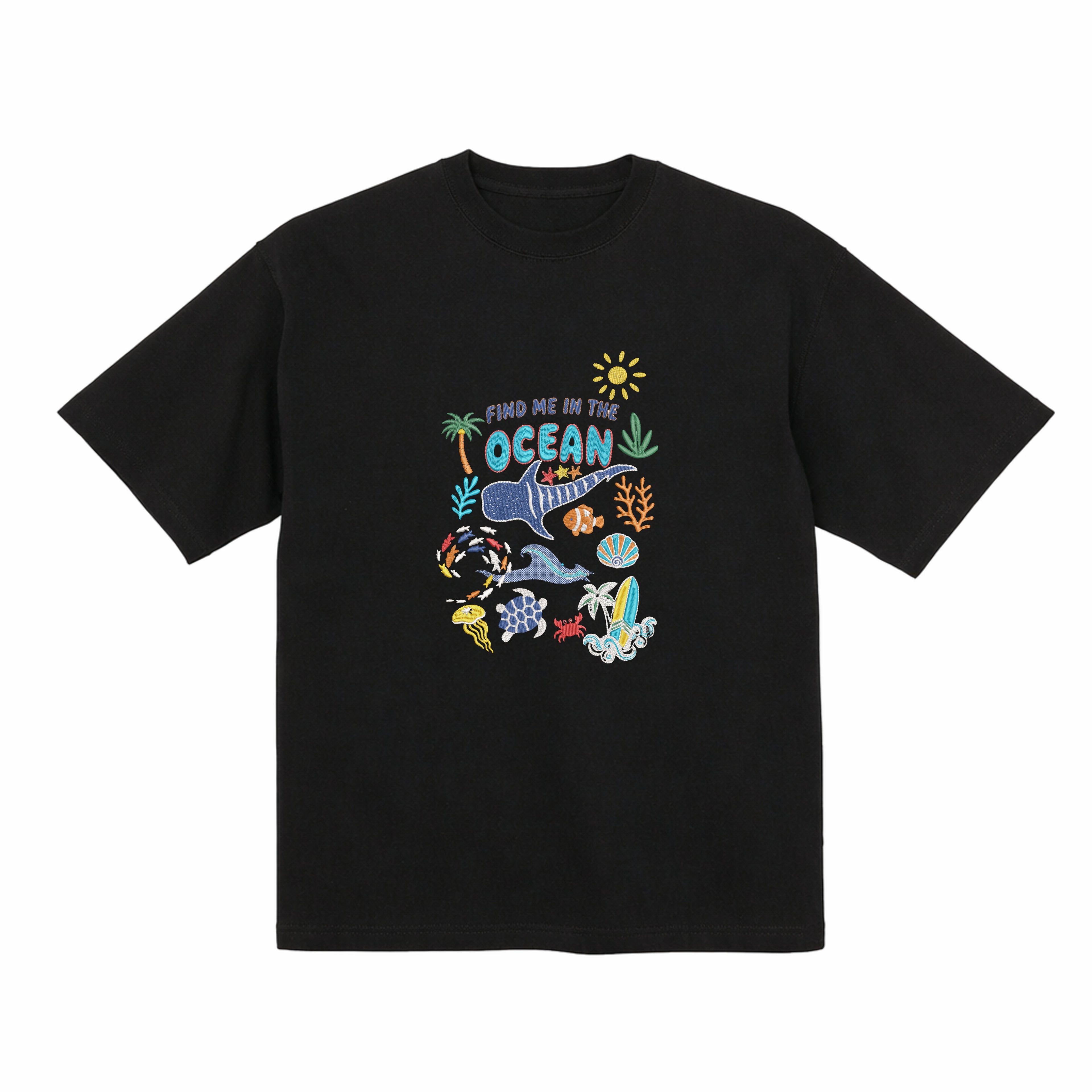 Find me in the ocean 刺繍入りプレミアムヘビーウェイトTシャツ