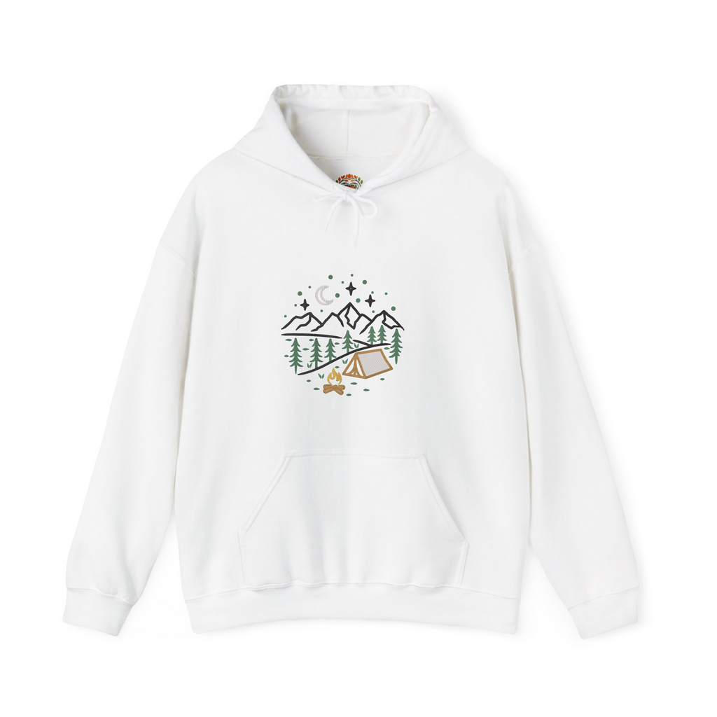 星空の夜の自然キャンプ場キャンプファイヤー刺繍パーカー | スウェットシャツ | Tシャツ