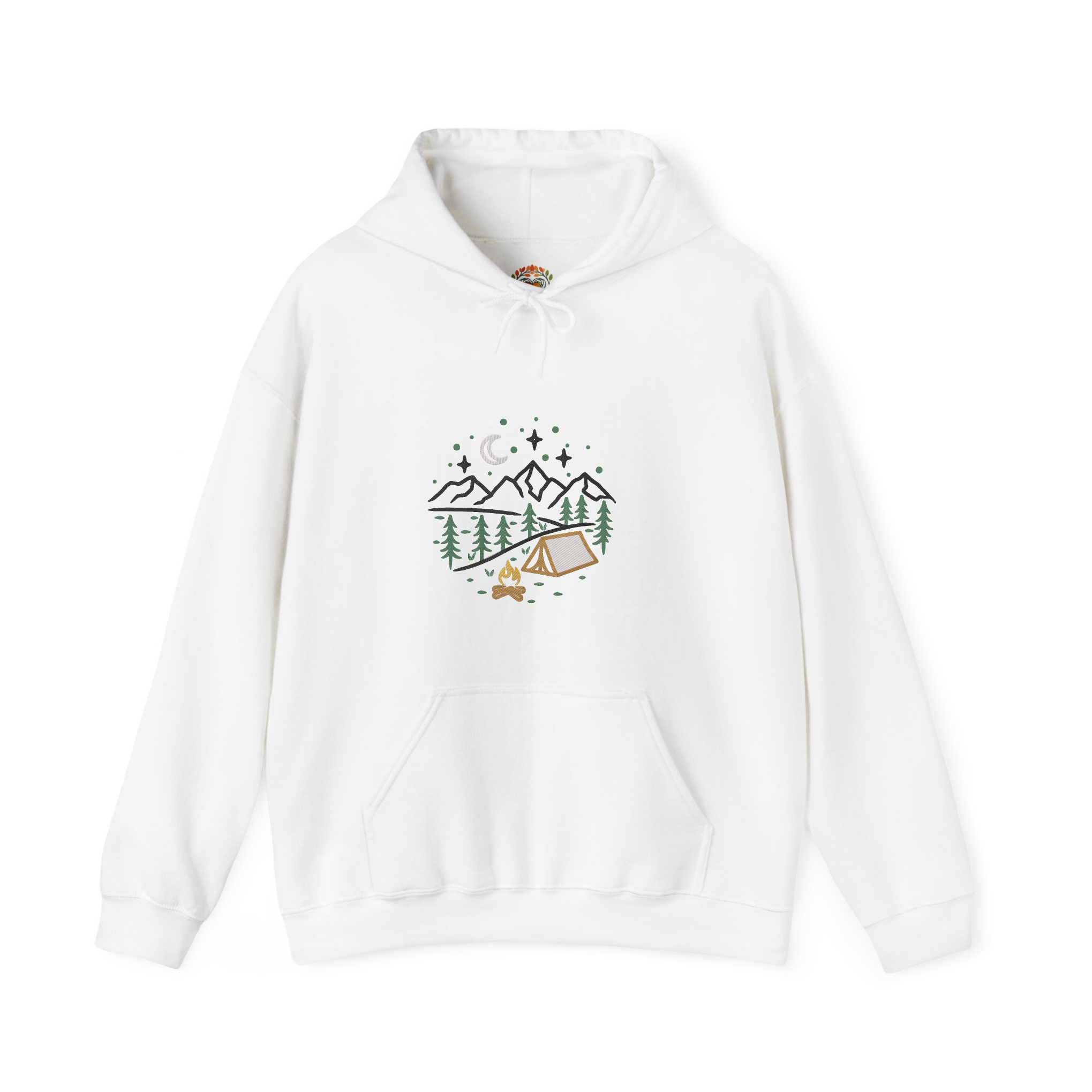 星空の夜の自然キャンプ場キャンプファイヤー刺繍パーカー | スウェットシャツ | Tシャツ