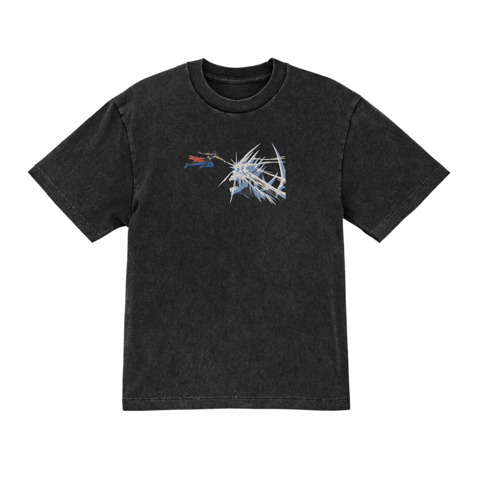 Anime Fantasy Skull Fight Premium Cotton Heavyweight Embroidered T shirt