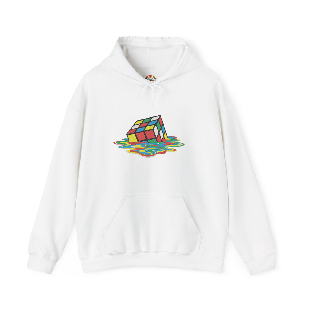 Anamorphic Illusion "Melting Rubik's Cube Embroidery Hoodie | Sweatshirt | T-shirt