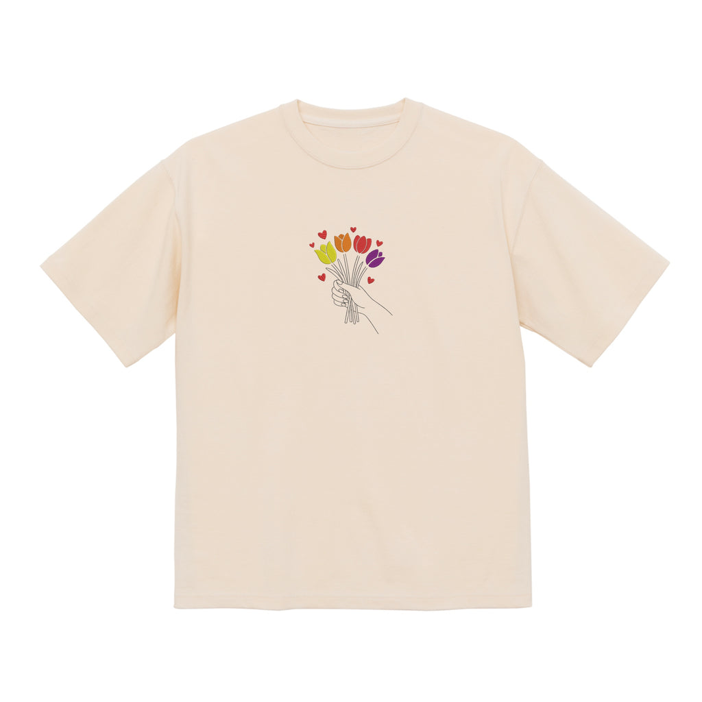 Colorful Tulip Flower Bouquet Embroidered Premium T shirt