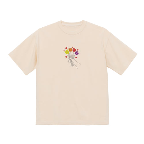 Colorful Tulip Flower Bouquet Embroidered Premium T shirt