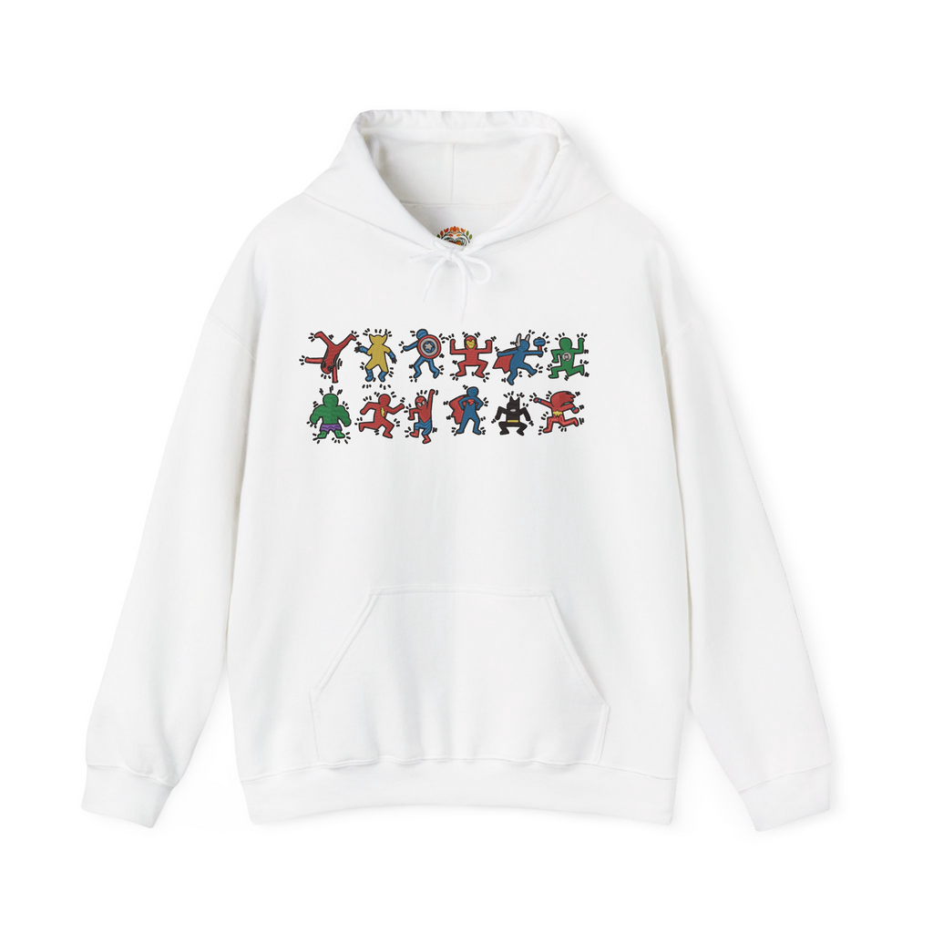 かわいい漫画のスーパーヒーローが踊る刺繍パーカー | スウェットシャツ