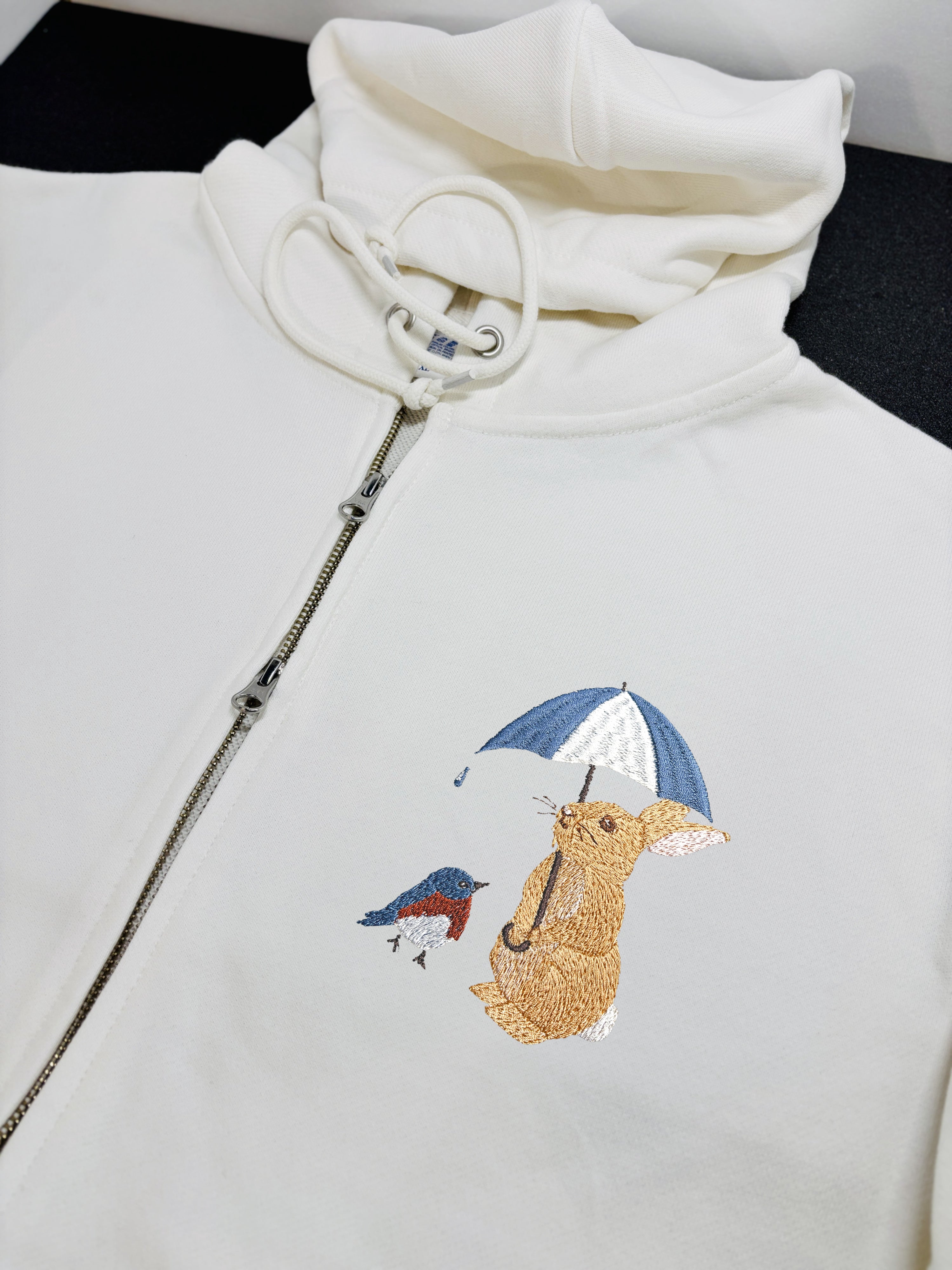 Bunny & Robin Embroidered 450GSM Heavyweight Pullover Hoodie Sweatshirt