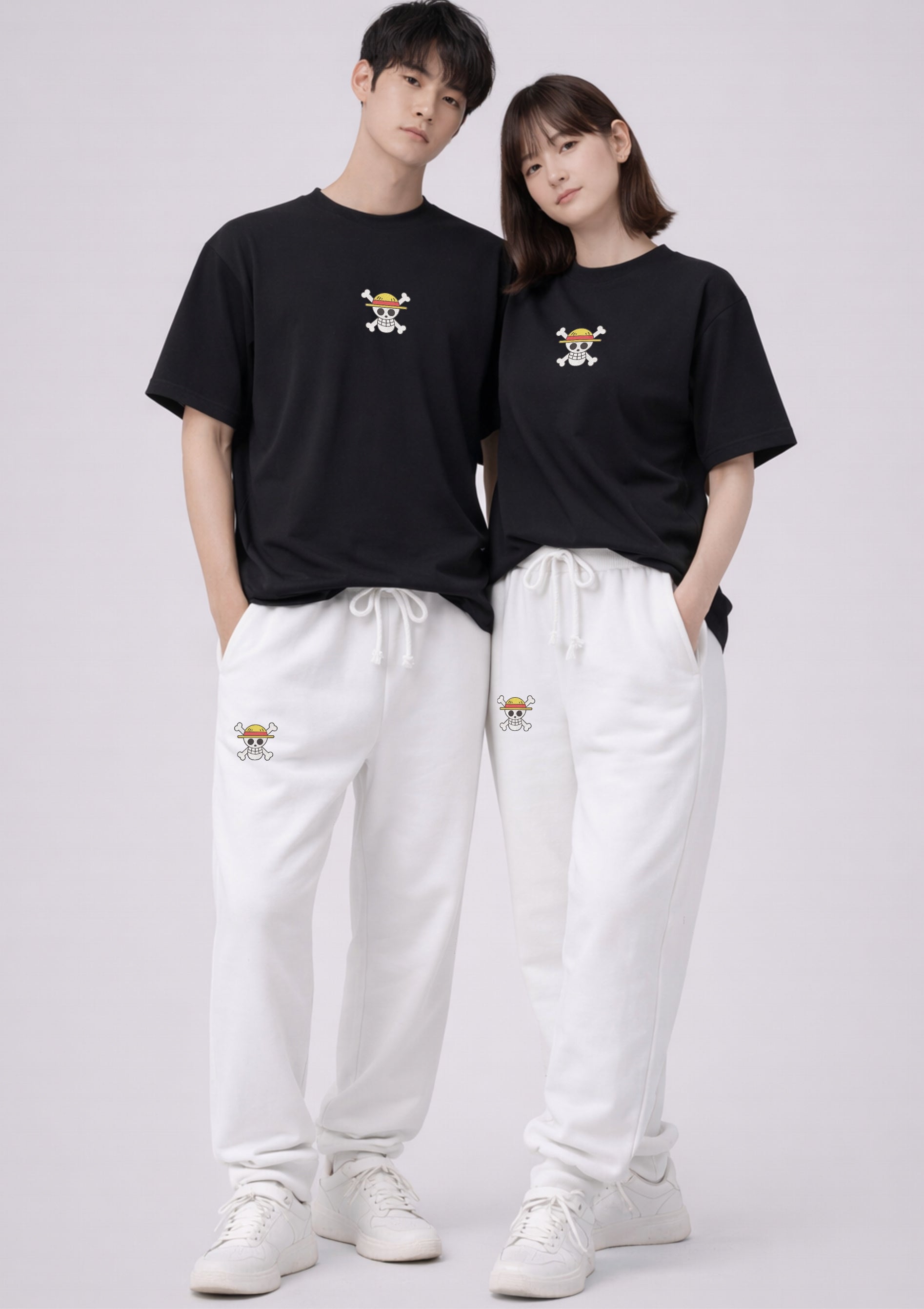 One Piece Straw Hat Embroidered T-Shirt – Heavyweight Organic Cotton Anime Shirt