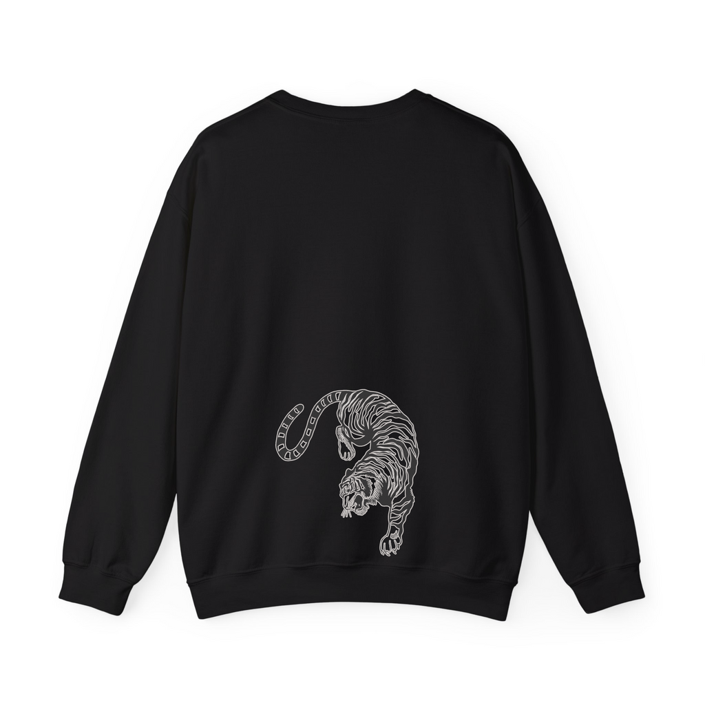 Sudadera con capucha y bordado de tigre siberiano en blanco y negro | Sudadera