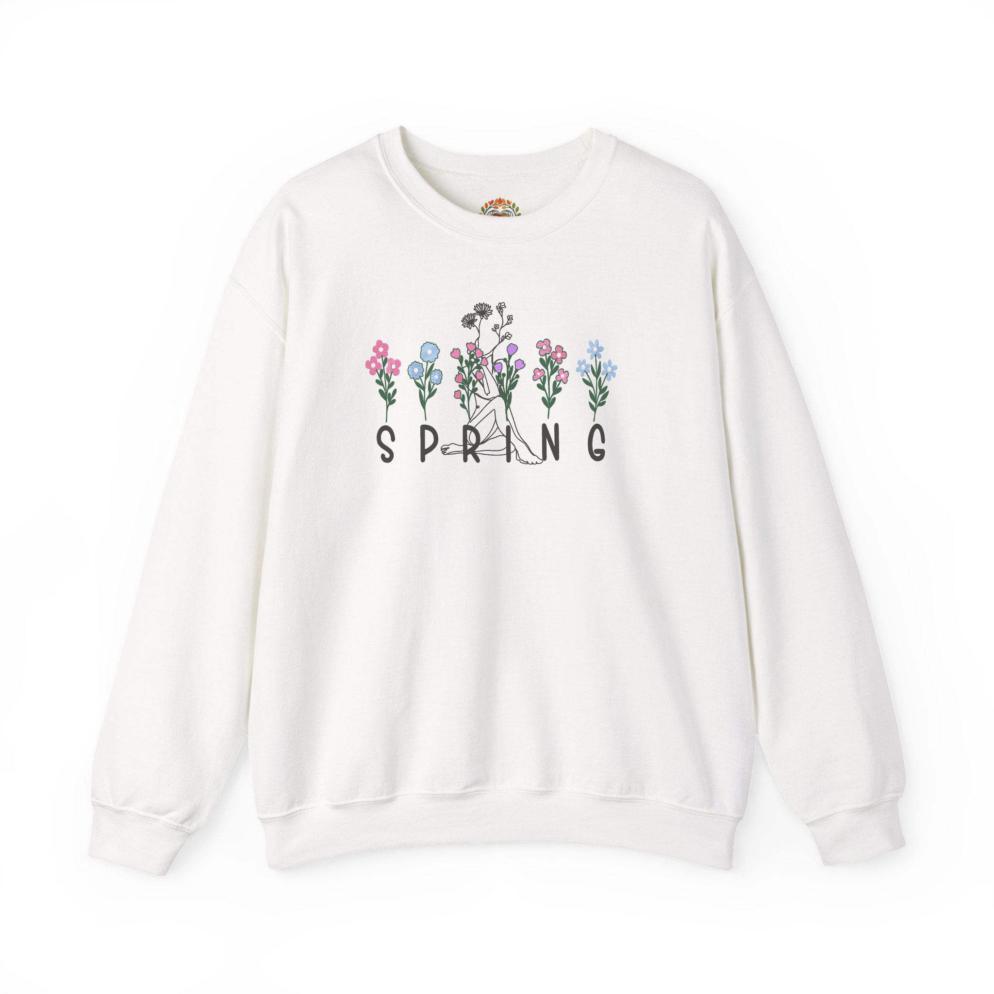 Spring Floral Boho Embroidered Hoodie | Sweatshirt | T-shirt
