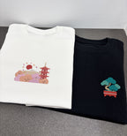 Chureito Fuji Pagoda Landscape | Embroidered 300GSM Organic Cotton T shirt