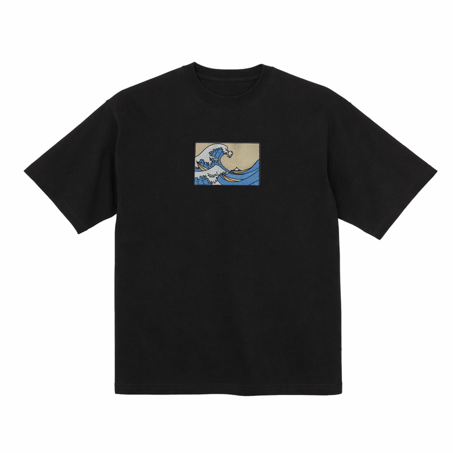 The Great Wave Off Kanagawa Premium Cotton Heavyweight Embroidered T shirt