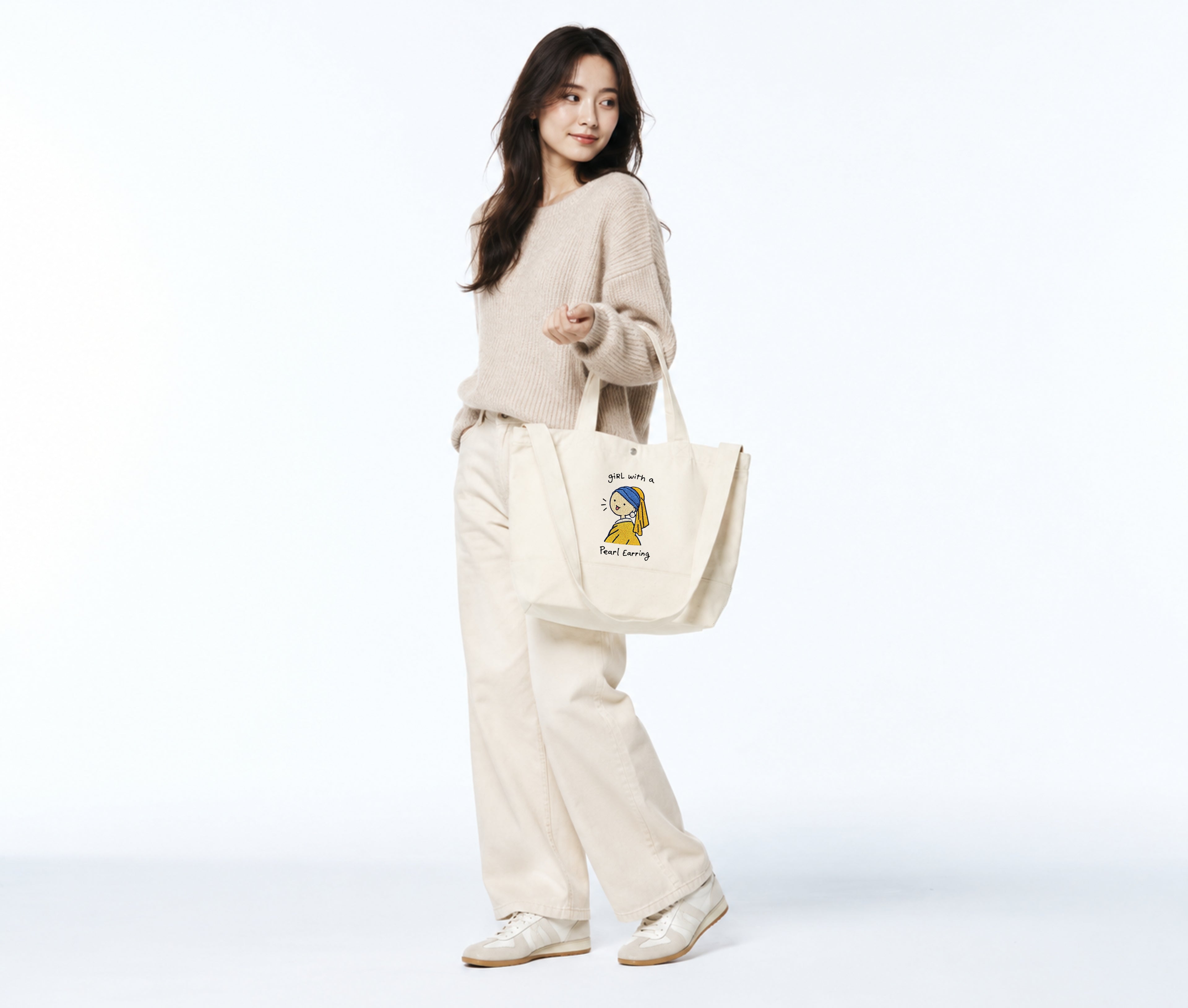 Girl With A Pearl Earring Embroidered Everyday Bag