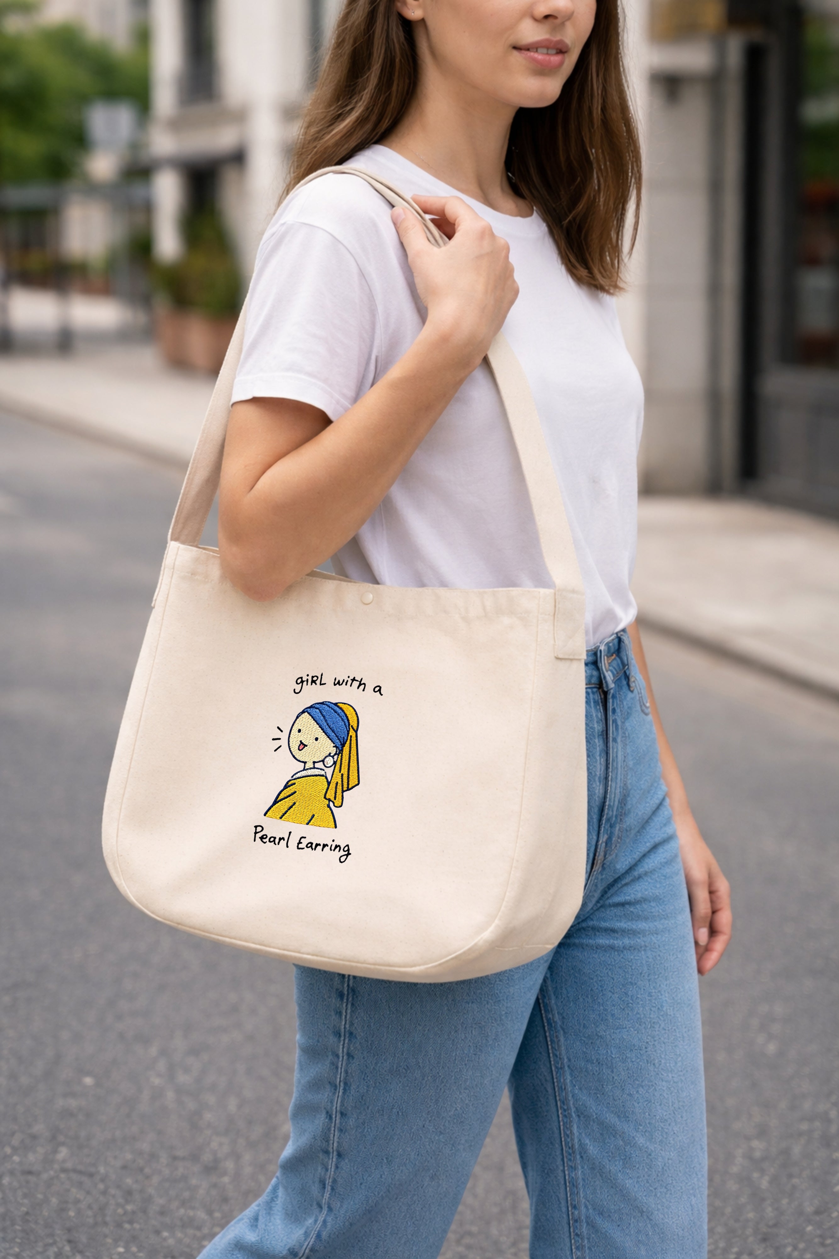 Girl With A Pearl Earring Embroidered Everyday Bag