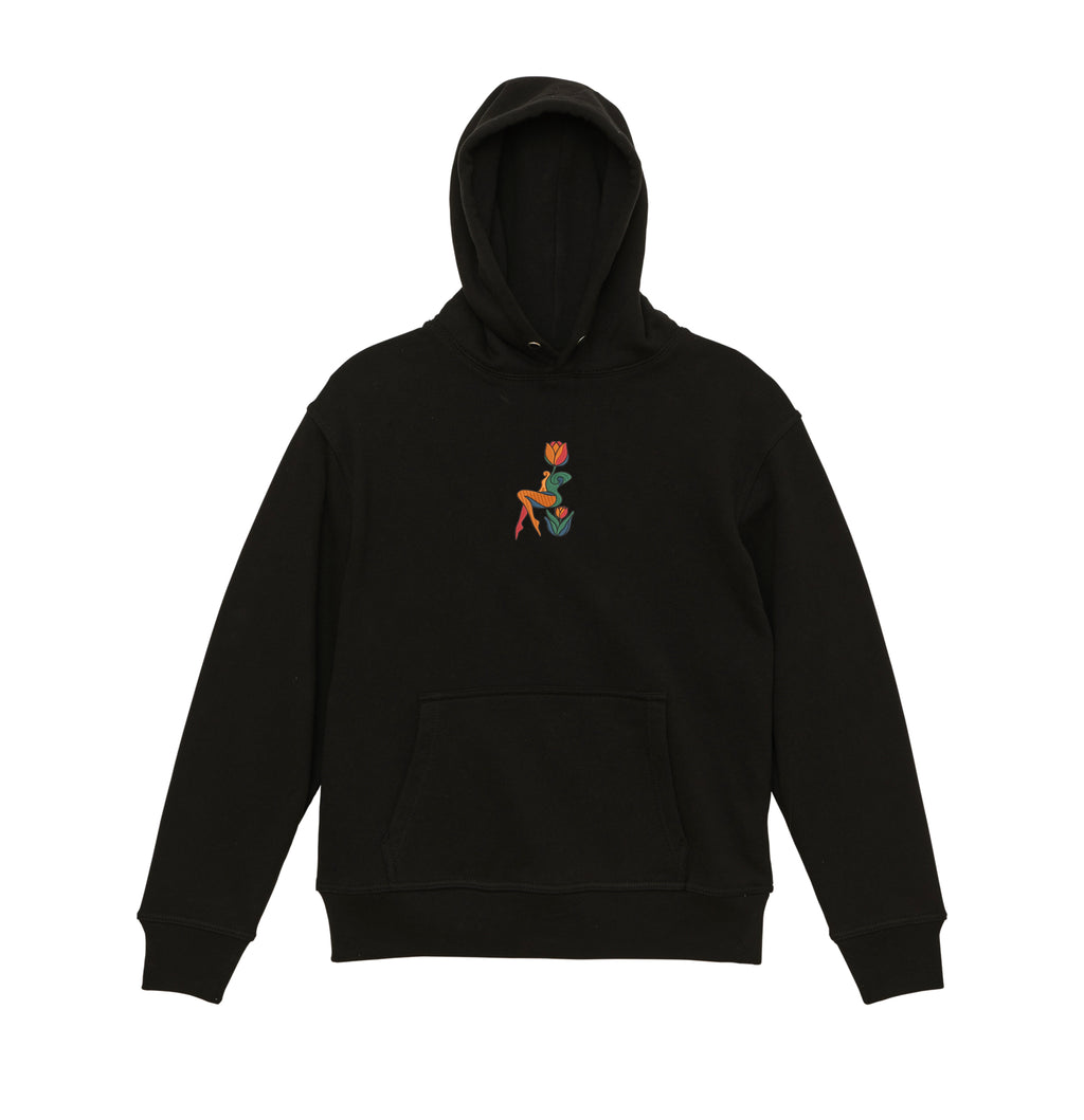 Abstract Tulip Lady Mural Embroidered Heavyweight Hoodie and Sweatshirt