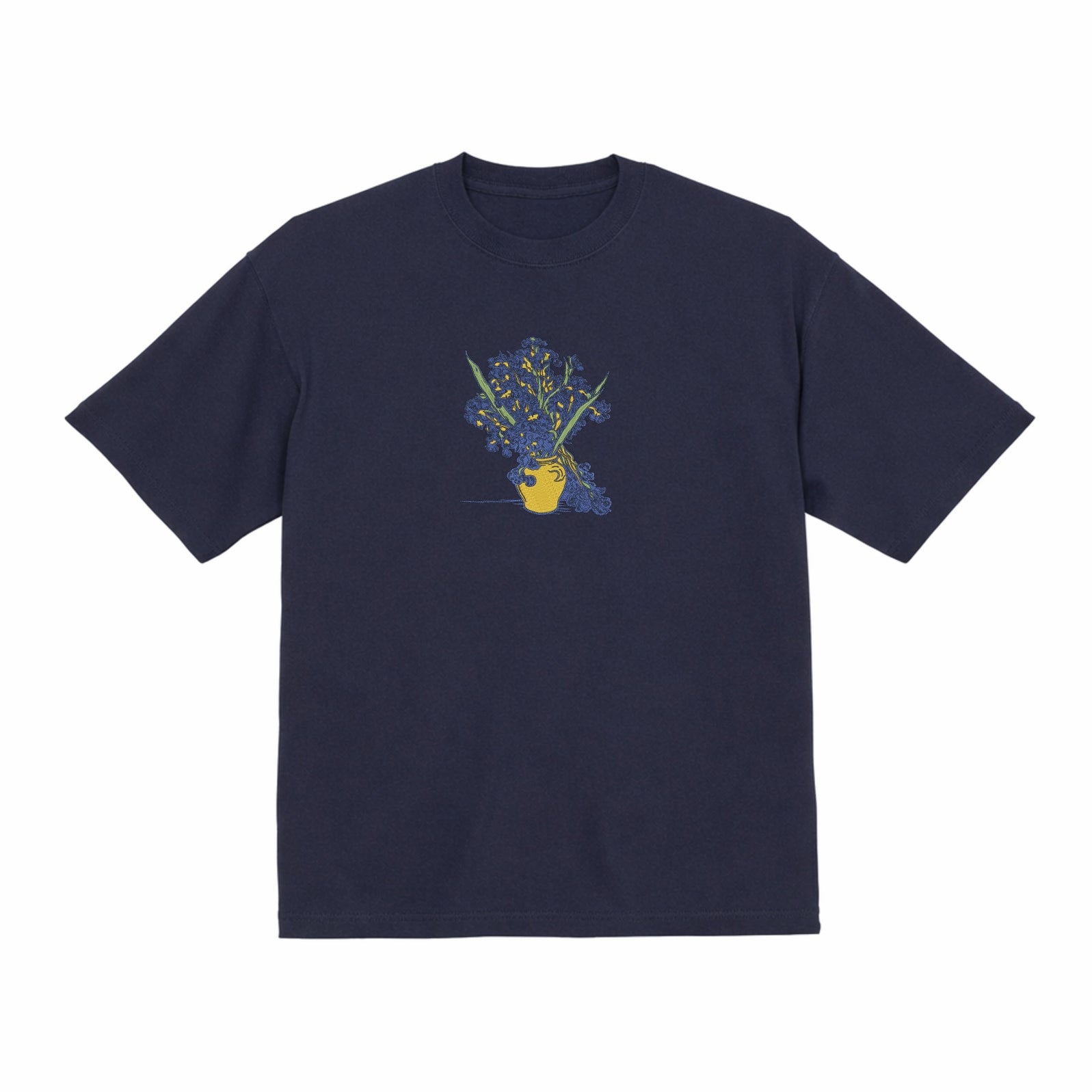 Embroidered Vincent Van Gogh Iris vase Premium Cotton Heavyweight T shirt