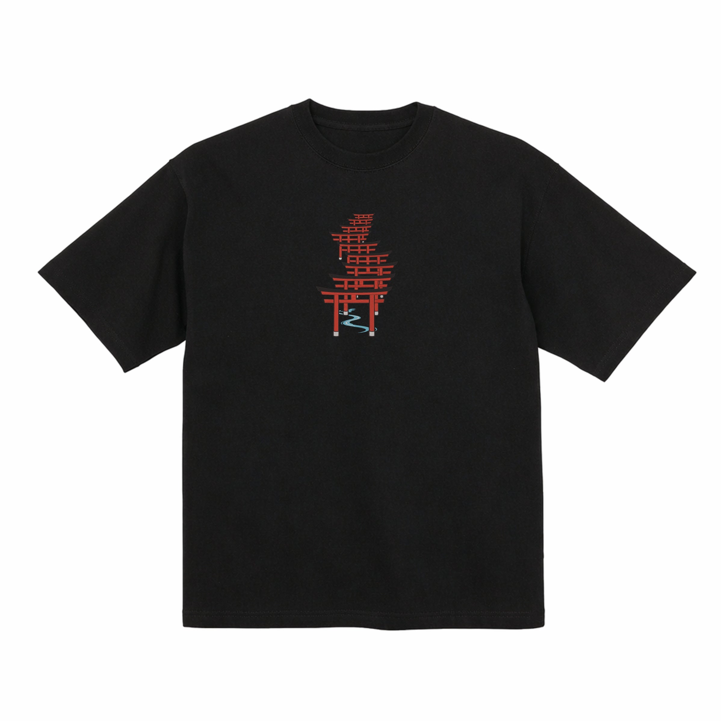 Japanese Torii Gate Premium Cotton Heavyweight Embroidered T shirt
