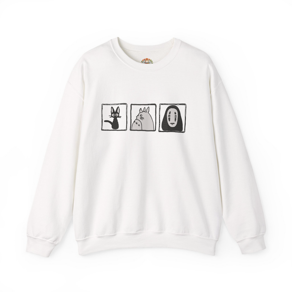 Ghibli Jiji Kaonashi Totoro Embroidery Hoodie | Sweatshirt | T-shirt