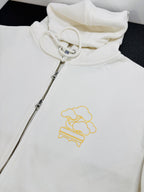 Sudadera con capucha pesada con doble cremallera Golden Bonsai Chureito Fuji Pagoda Landscape | Bordada 450GSM