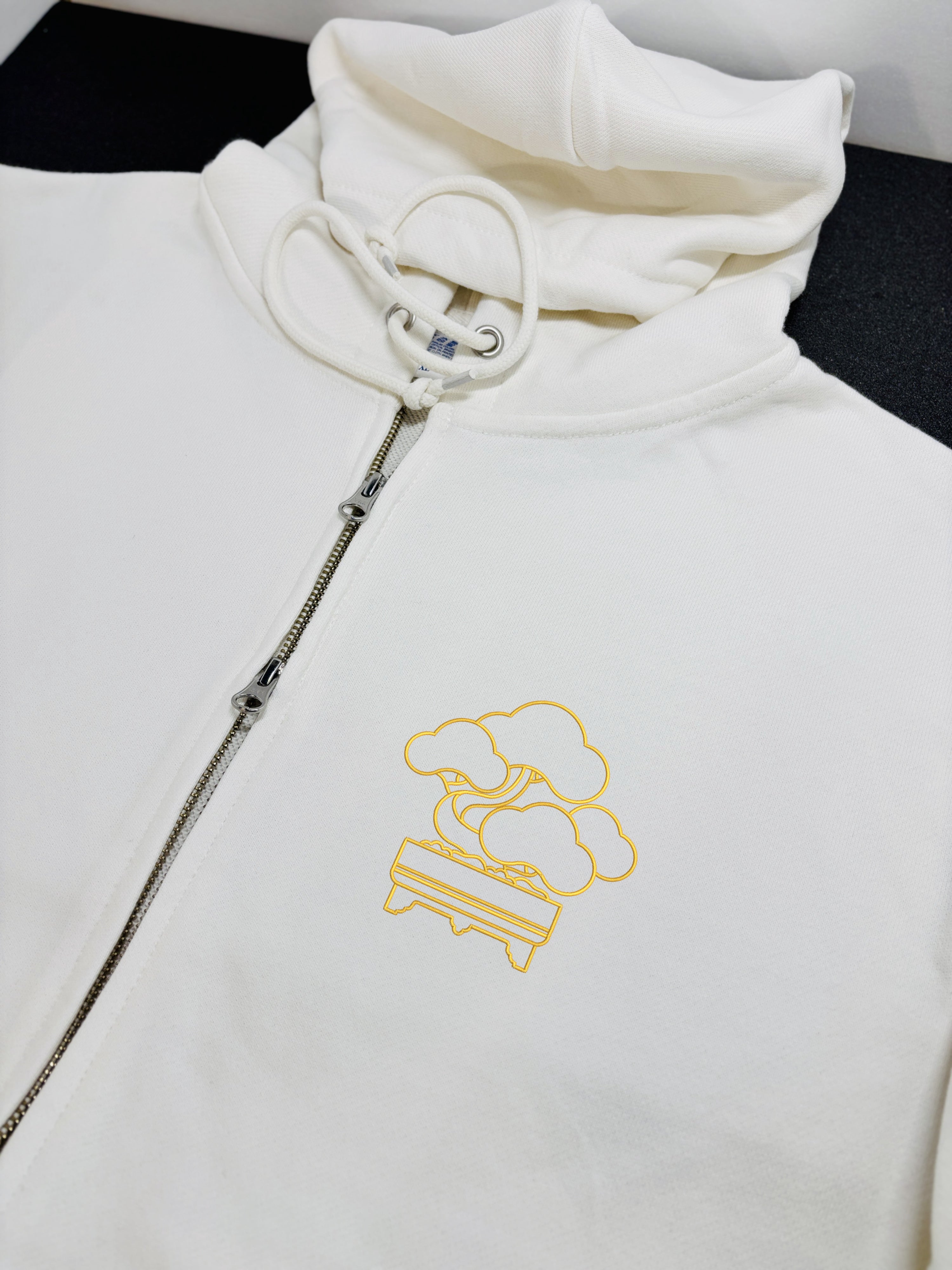Golden Bonsai Chureito Fuji Pagoda Landscape | Embroidered 450GSM Heavyweight Dual Zip Hoodie