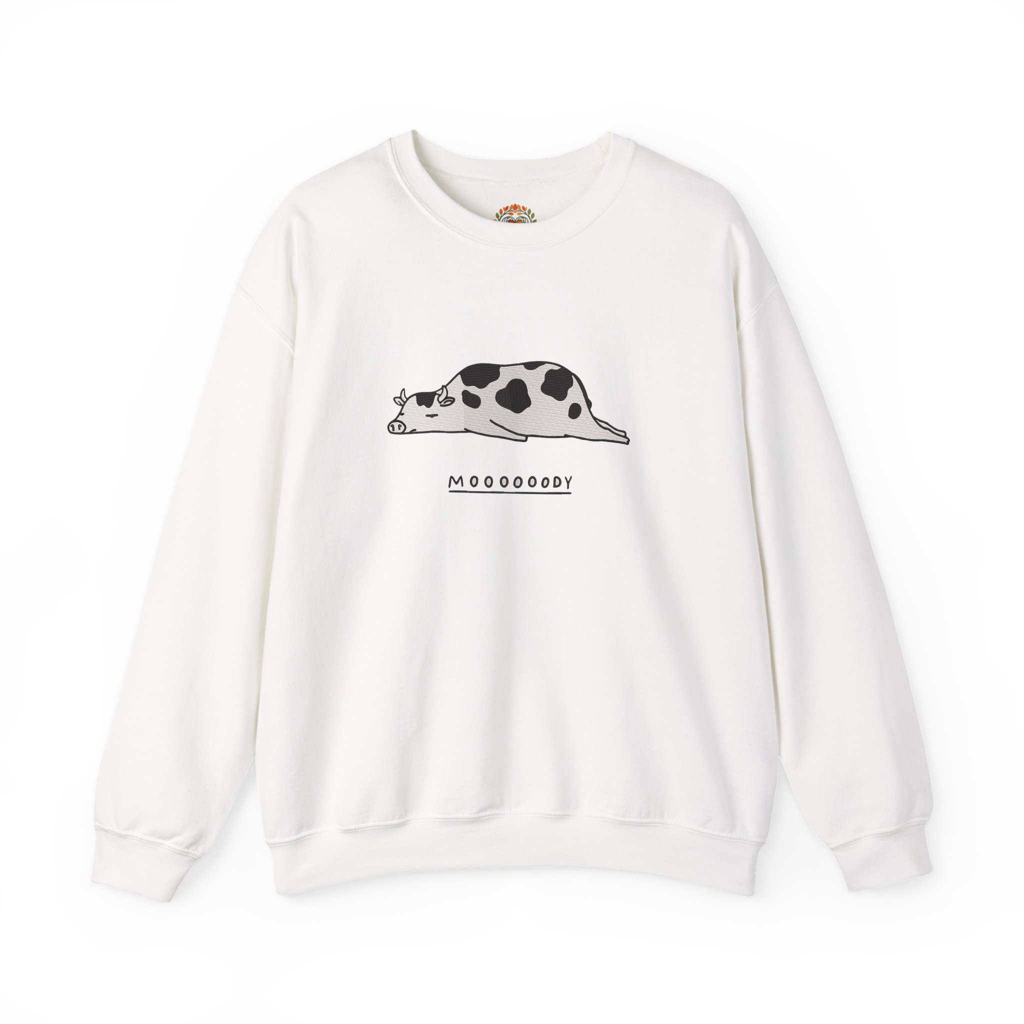 おもしろいムーディー牛刺繍パーカー | スウェットシャツ | Tシャツ