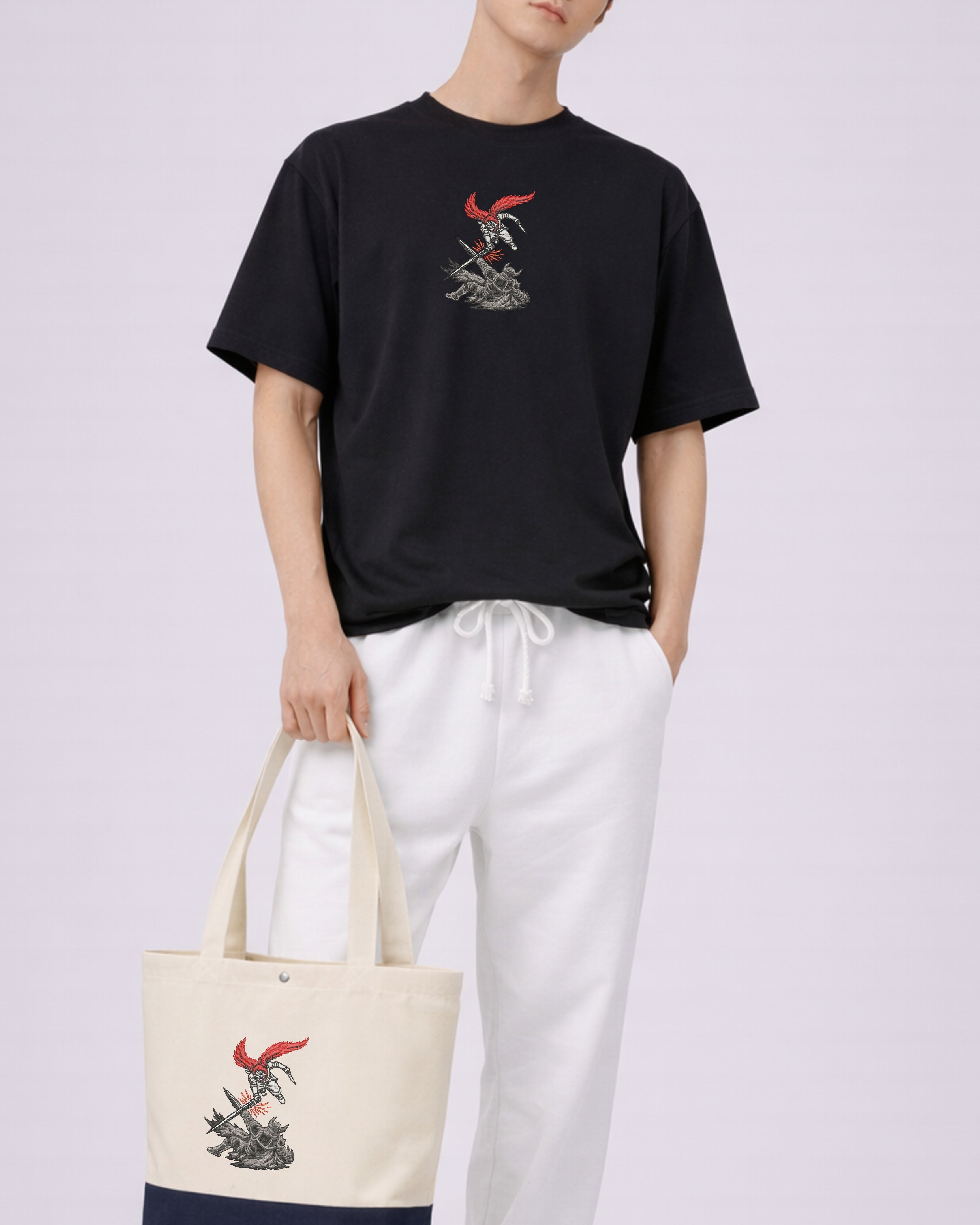 Embroidered Japanese Demon Slayer Premium Cotton Heavyweight T shirt