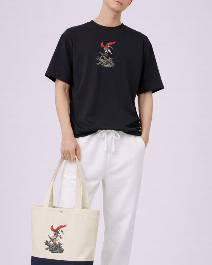 Camiseta japonesa bordada de algodón premium de peso pesado Demon Slayer