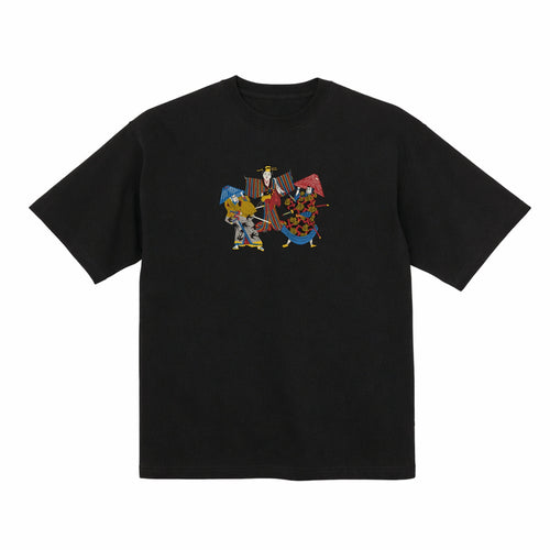 Camiseta de algodón pesado con bordado de geisha kabuki japonesa