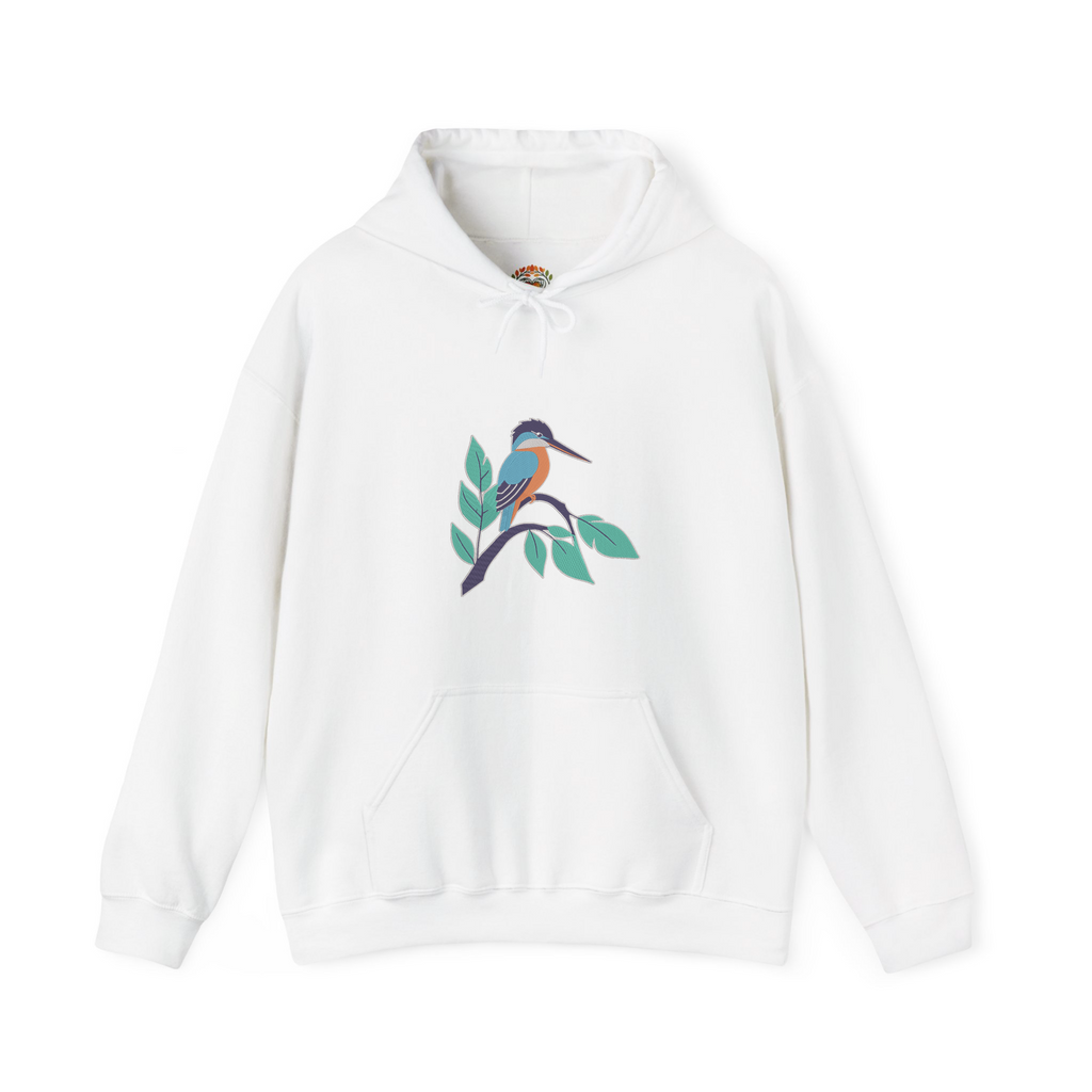 Kingfisher Bird Embroidery Hoodie | Sweatshirt | T-shirt