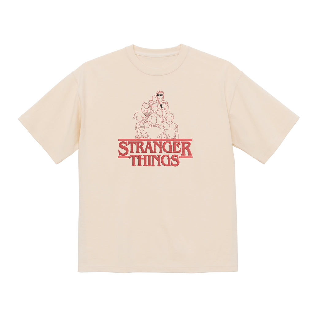 Stranger Things Cast Line Art Embroidered Premium T shirt