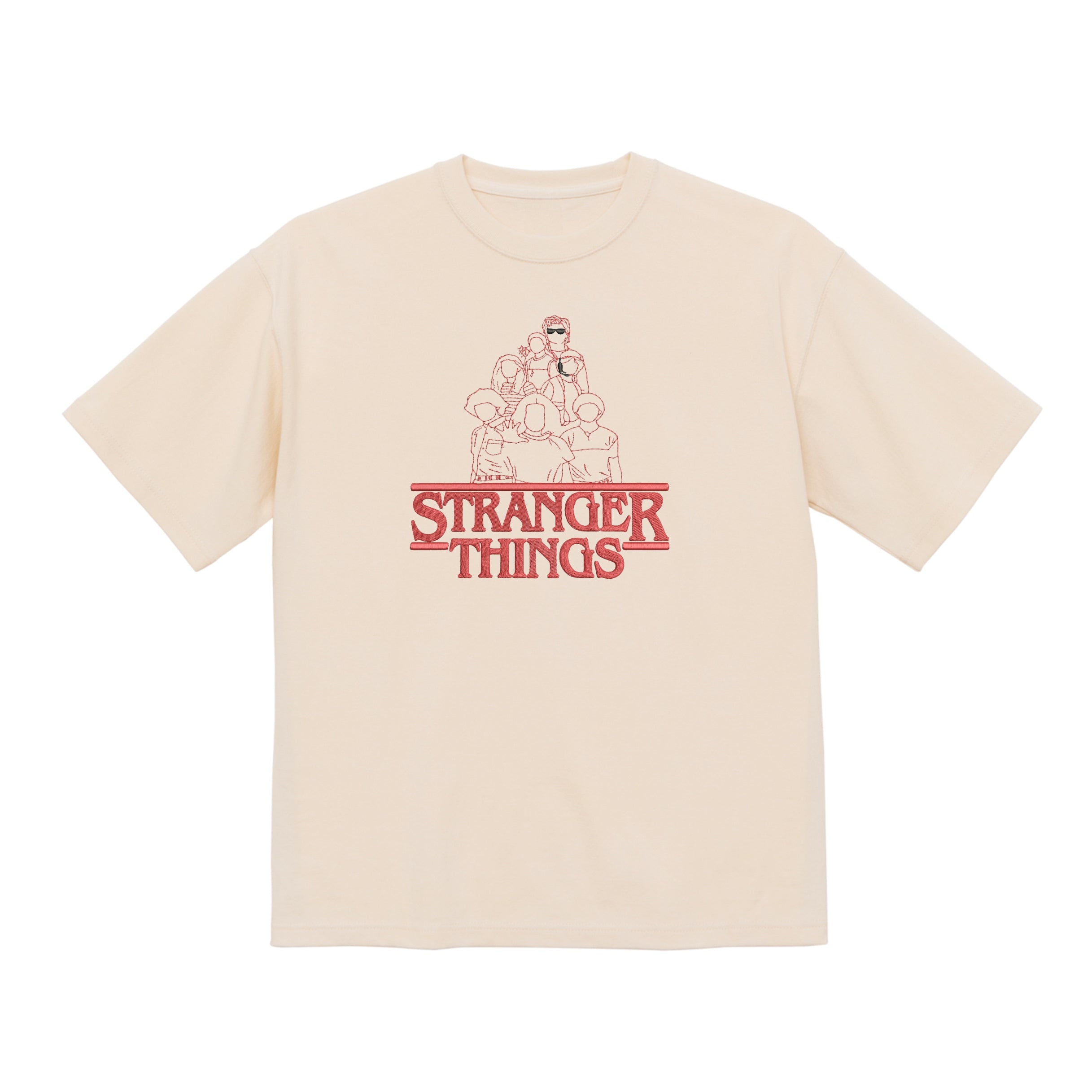 Stranger Things Cast Line Art Embroidered Premium T shirt
