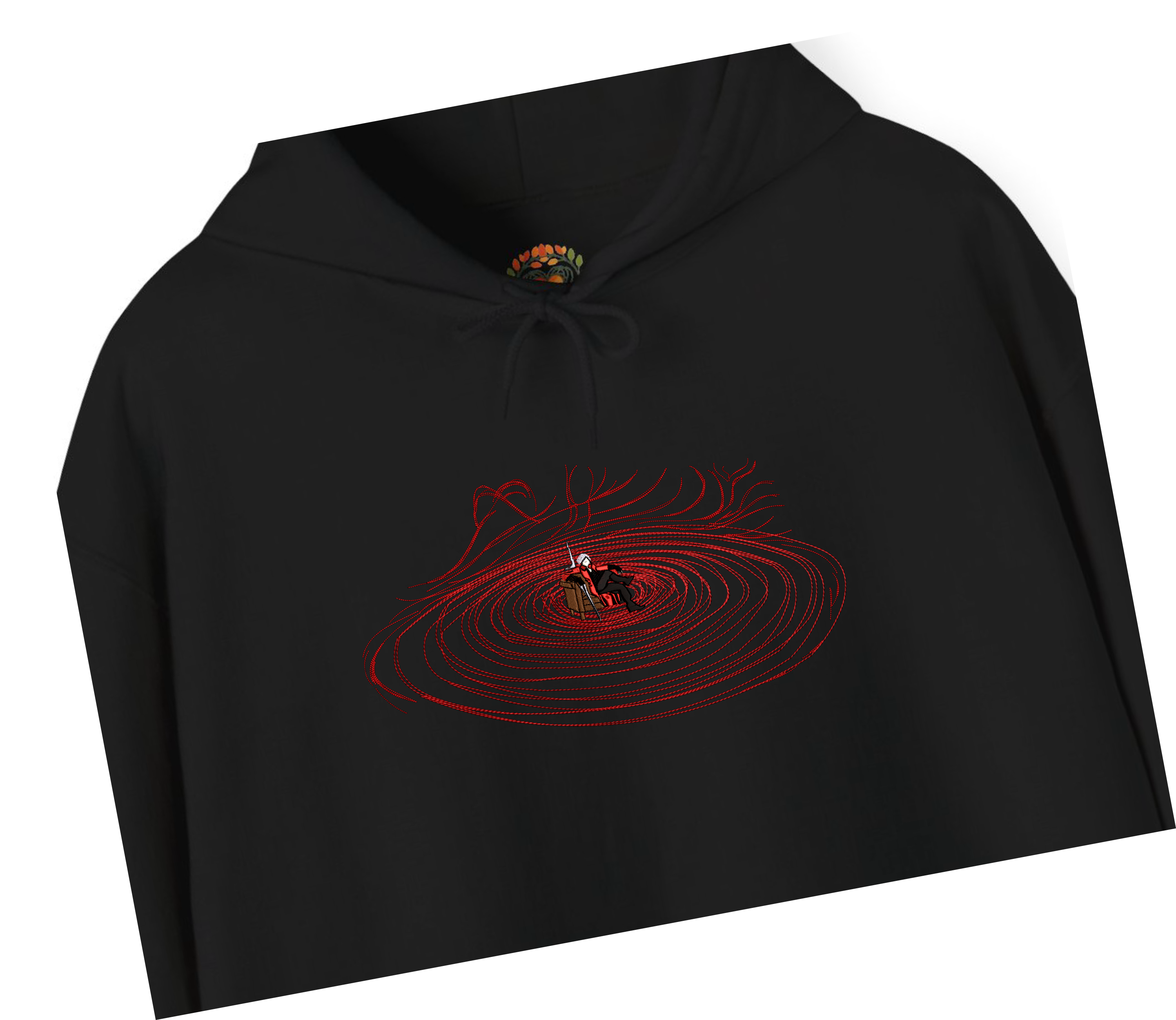 Gothic Demon Hunter Resting Throne Embroidered Hoodie | Sweatshirt | T-shirt