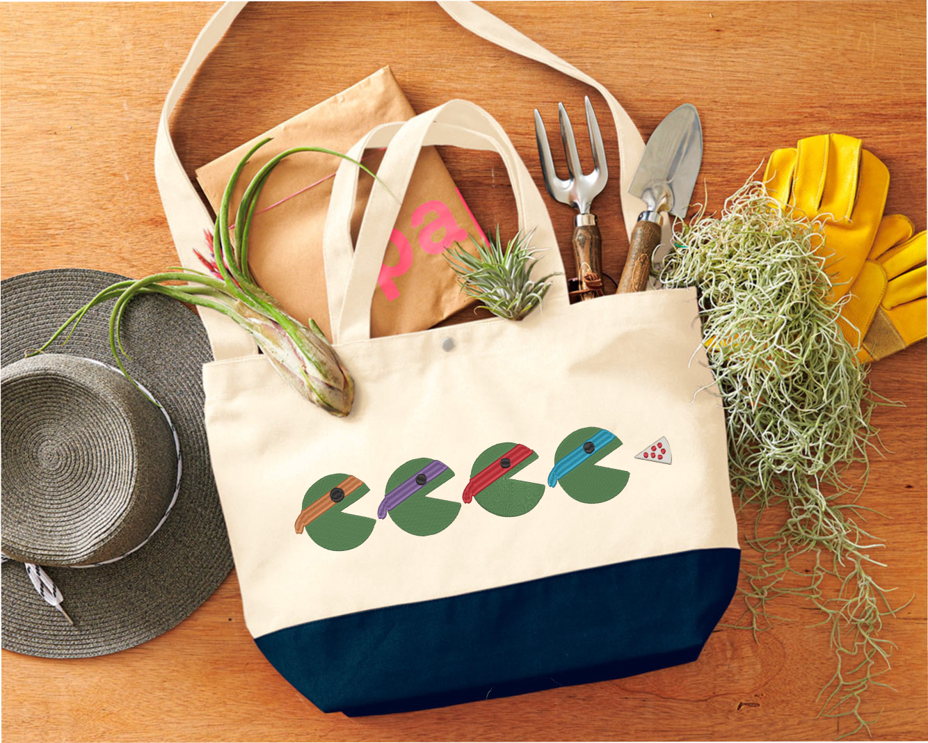 Ninja Turtles Packman Embroidered Tote Bag