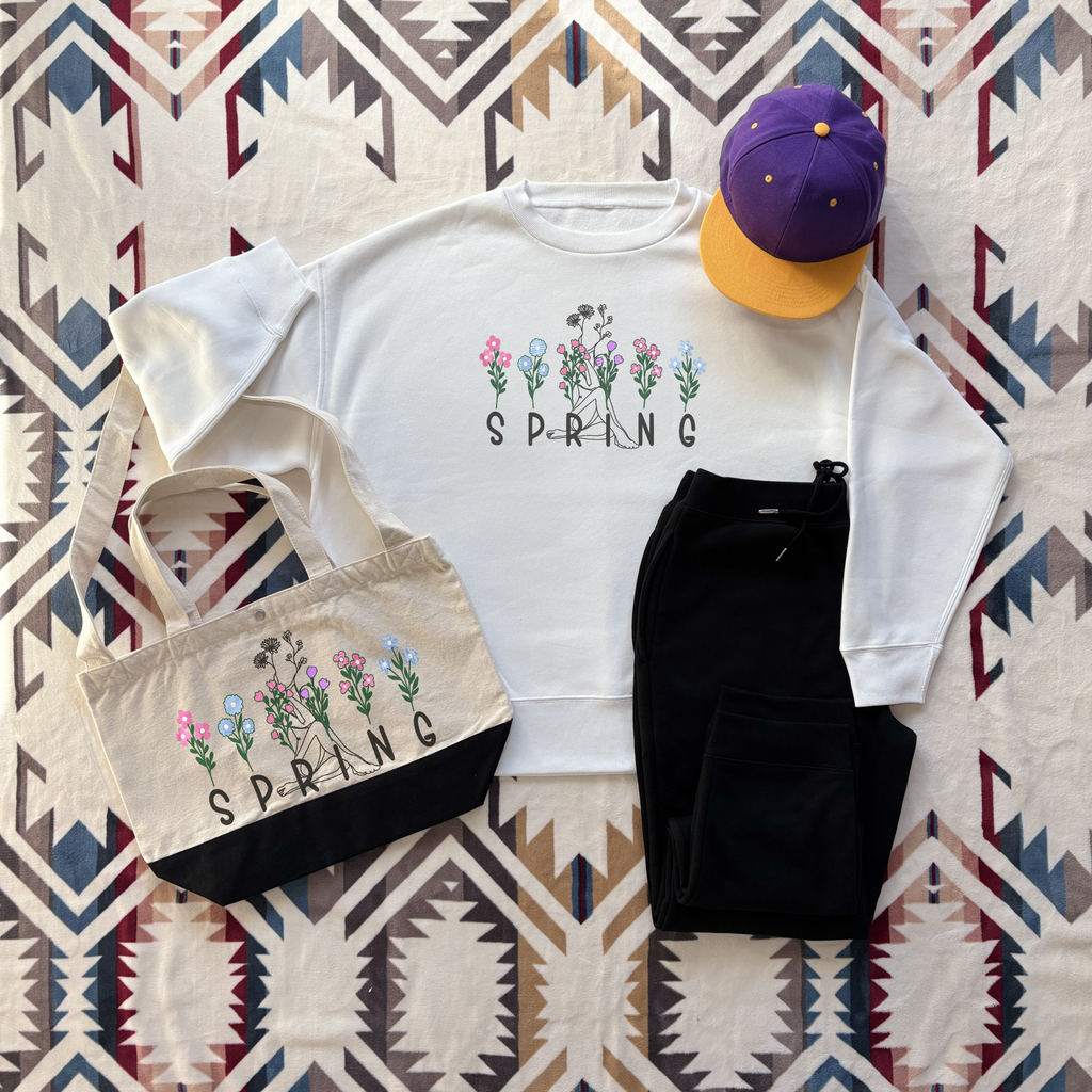 Spring Floral Boho Embroidered Hoodie | Sweatshirt | T-shirt