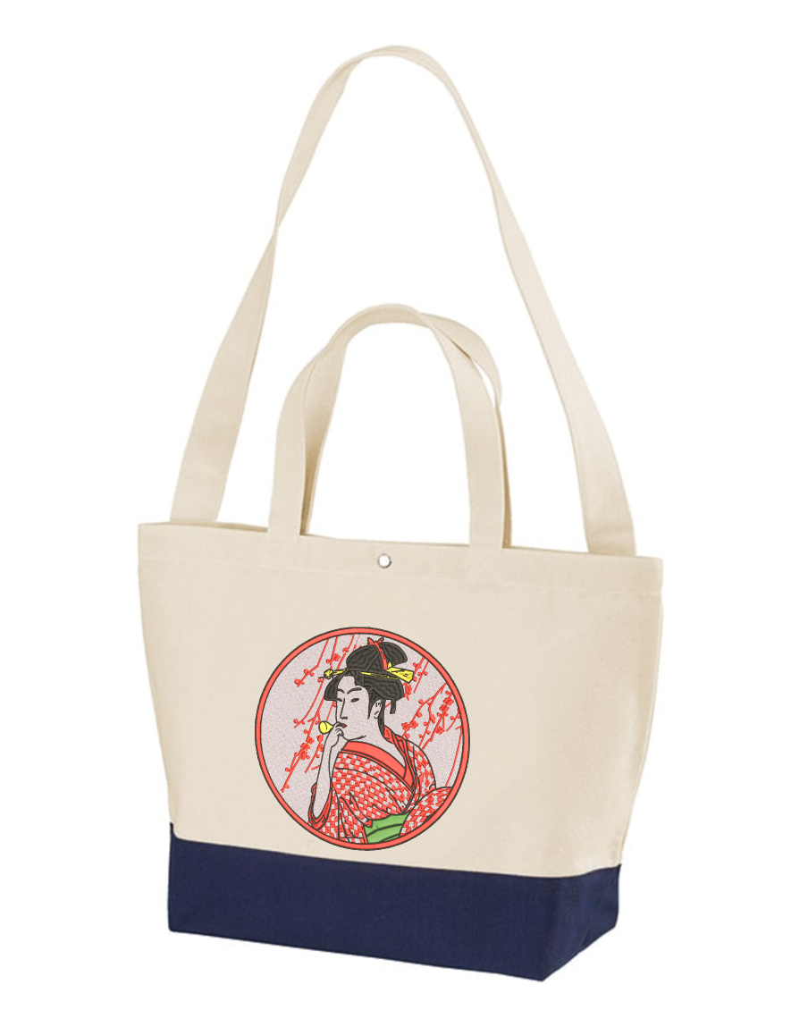 花魁芸者浮世絵刺繍トートバッグ
