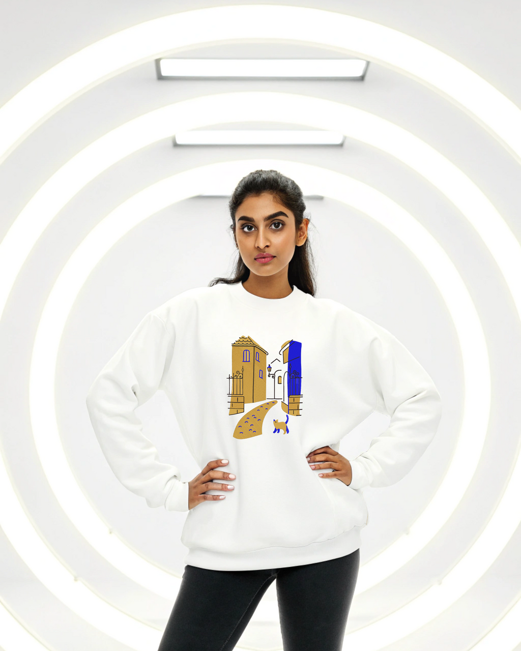 Old Town Parisian Street Embroidery Hoodie | Sweatshirt | T-shirt