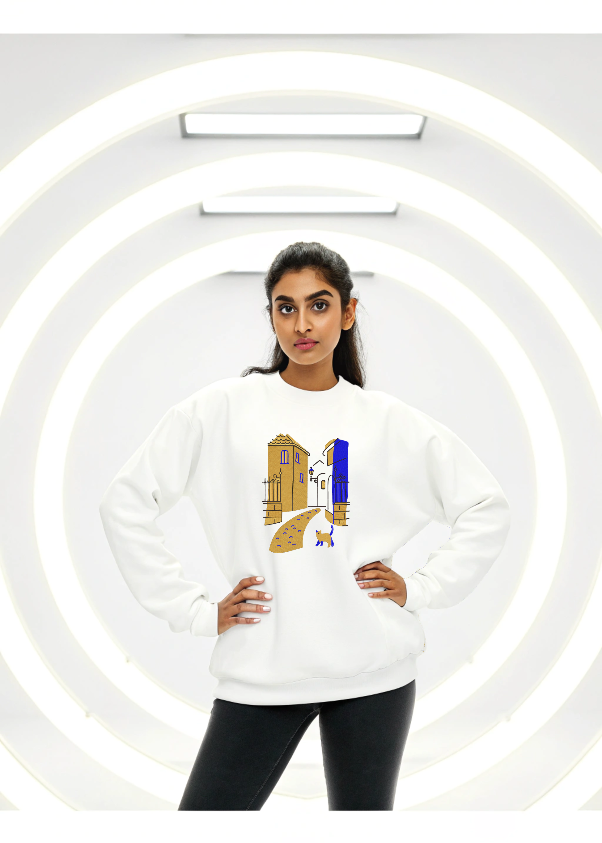 Old Town Parisian Street Embroidery Hoodie | Sweatshirt | T-shirt