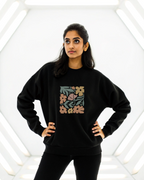 Boho Flower Retro Floral Block Earth Tone Botanical Embroidery Hoodie | Sweatshirt