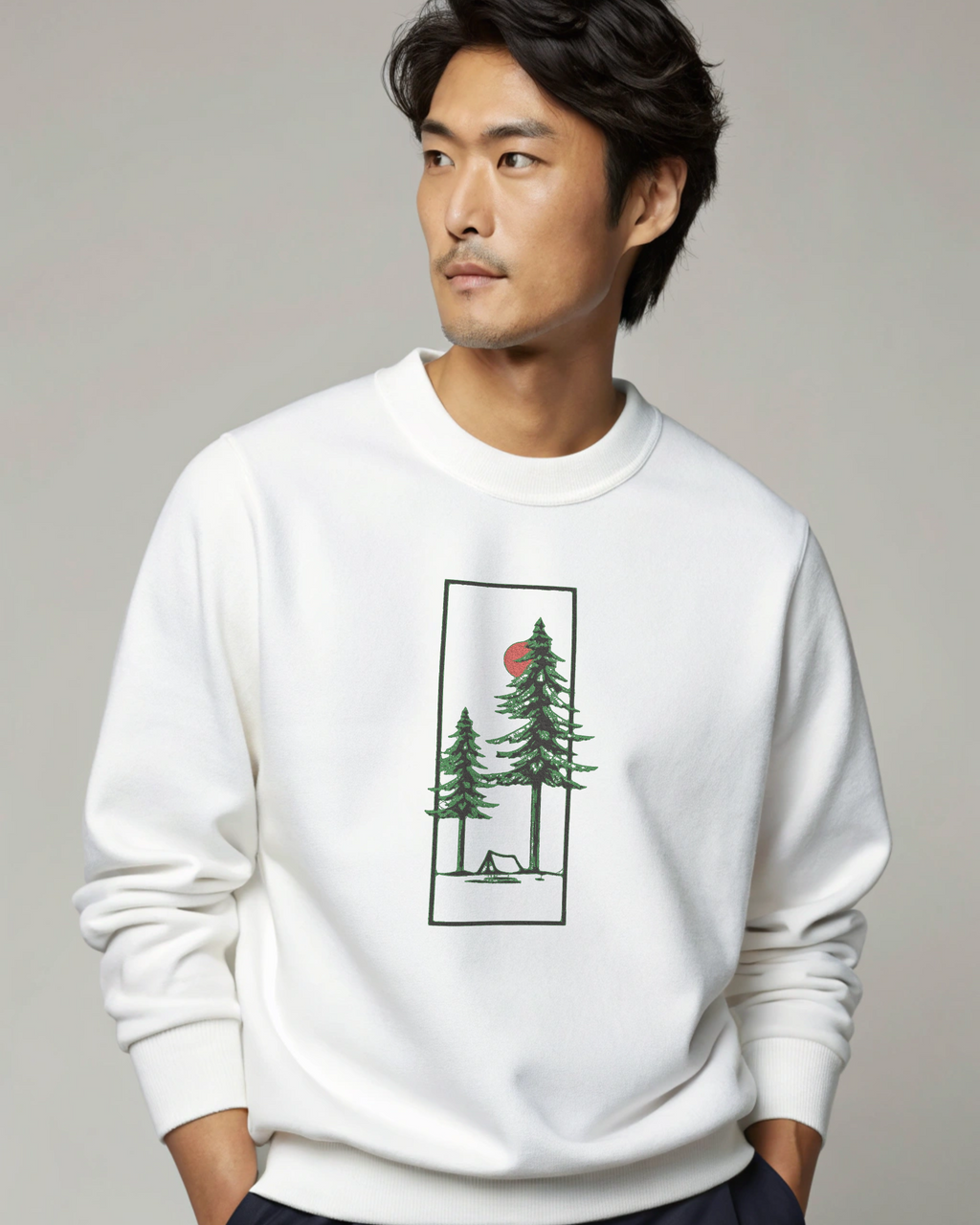 レッドムーンライトキャンプ場刺繍パーカー | スウェットシャツ | Tシャツ