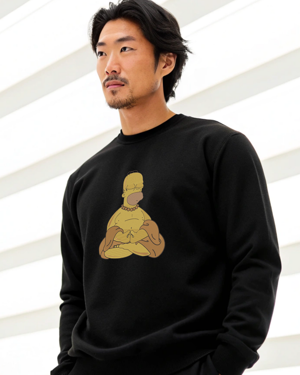 Homer Simpson Meditation Enlightenment Embroidery Hoodie | Sweatshirt | T-shirt