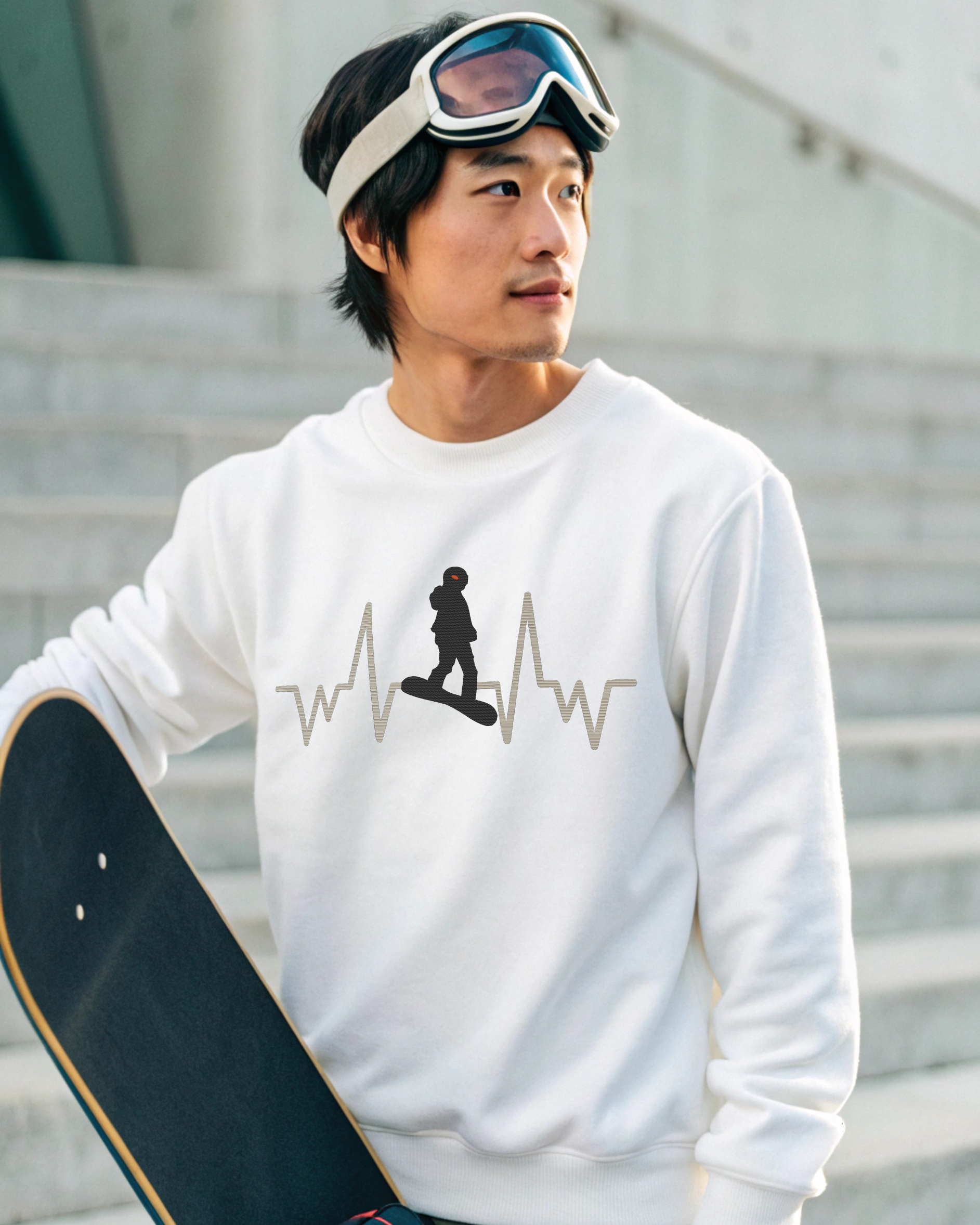 Snowboarding Heart Beat Pulse of the Slope Embroidery Hoodie | Sweatshirt | T-shirt