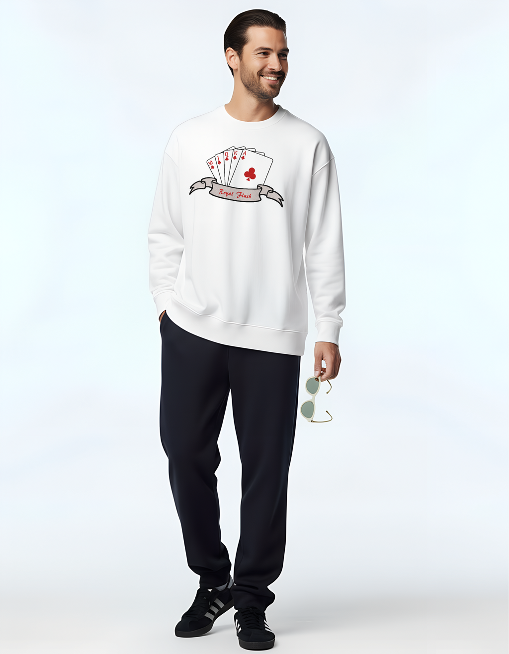 Sudadera con capucha bordada con escalera real de póker | Sudadera | Camiseta