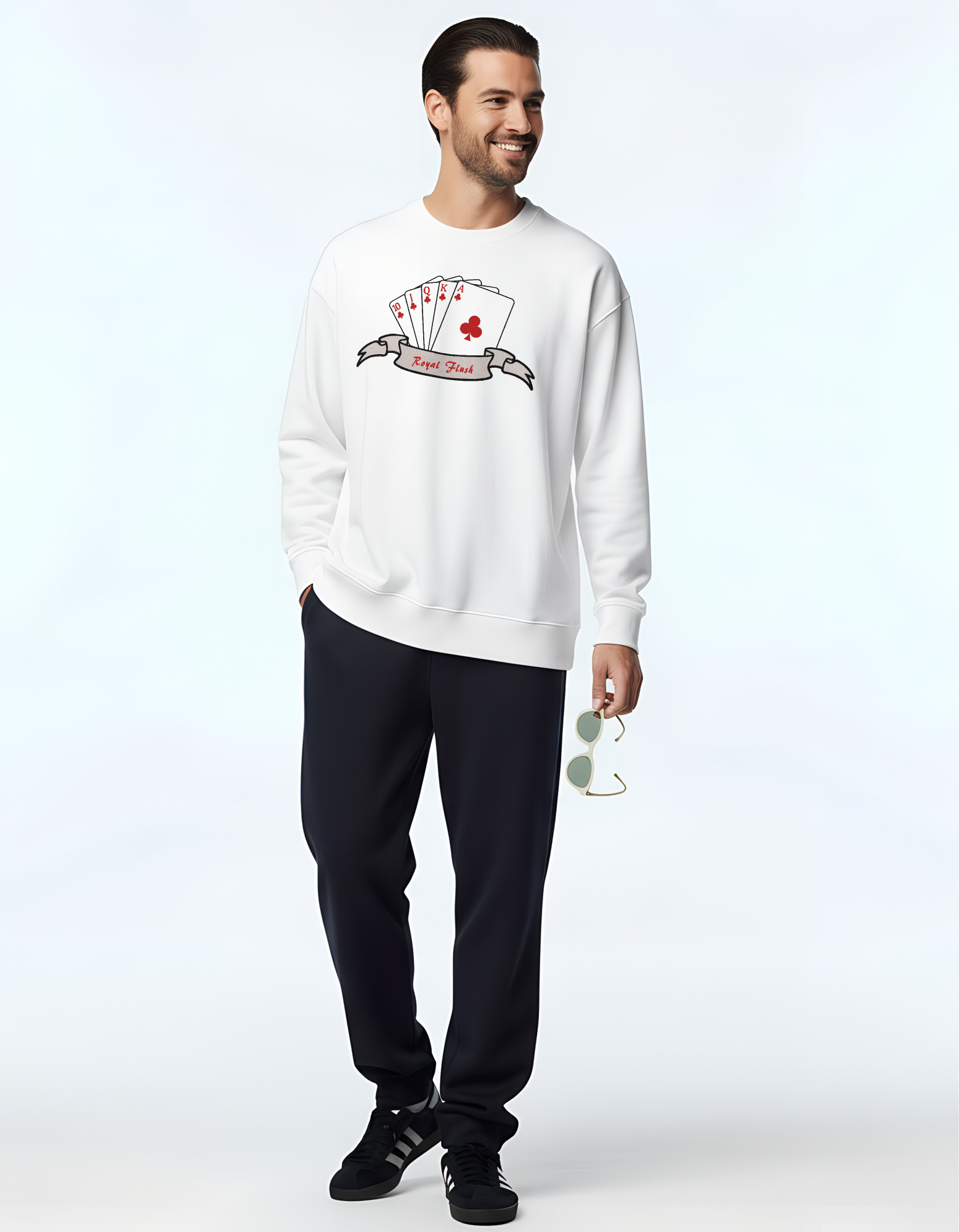 Poker Royal Flush Embroidered Hoodie | Sweatshirt | T-shirt