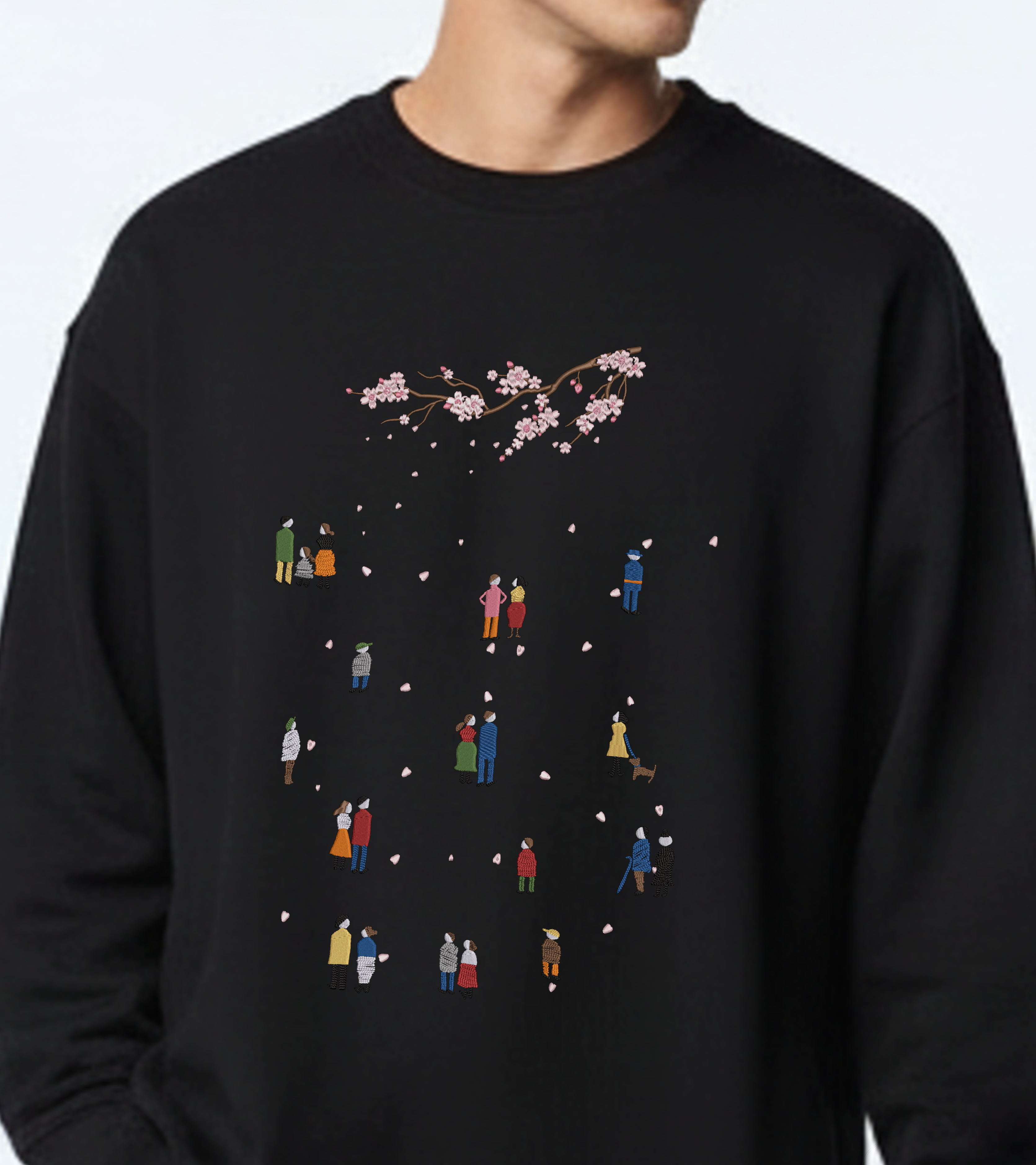 Cherry Blossom Viewing Season Embroidered Hoodie | Sweatshirt
