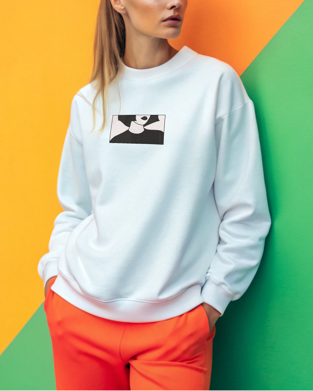 モダンな女性用シルエット刺繍パーカー | スウェットシャツ | Tシャツ