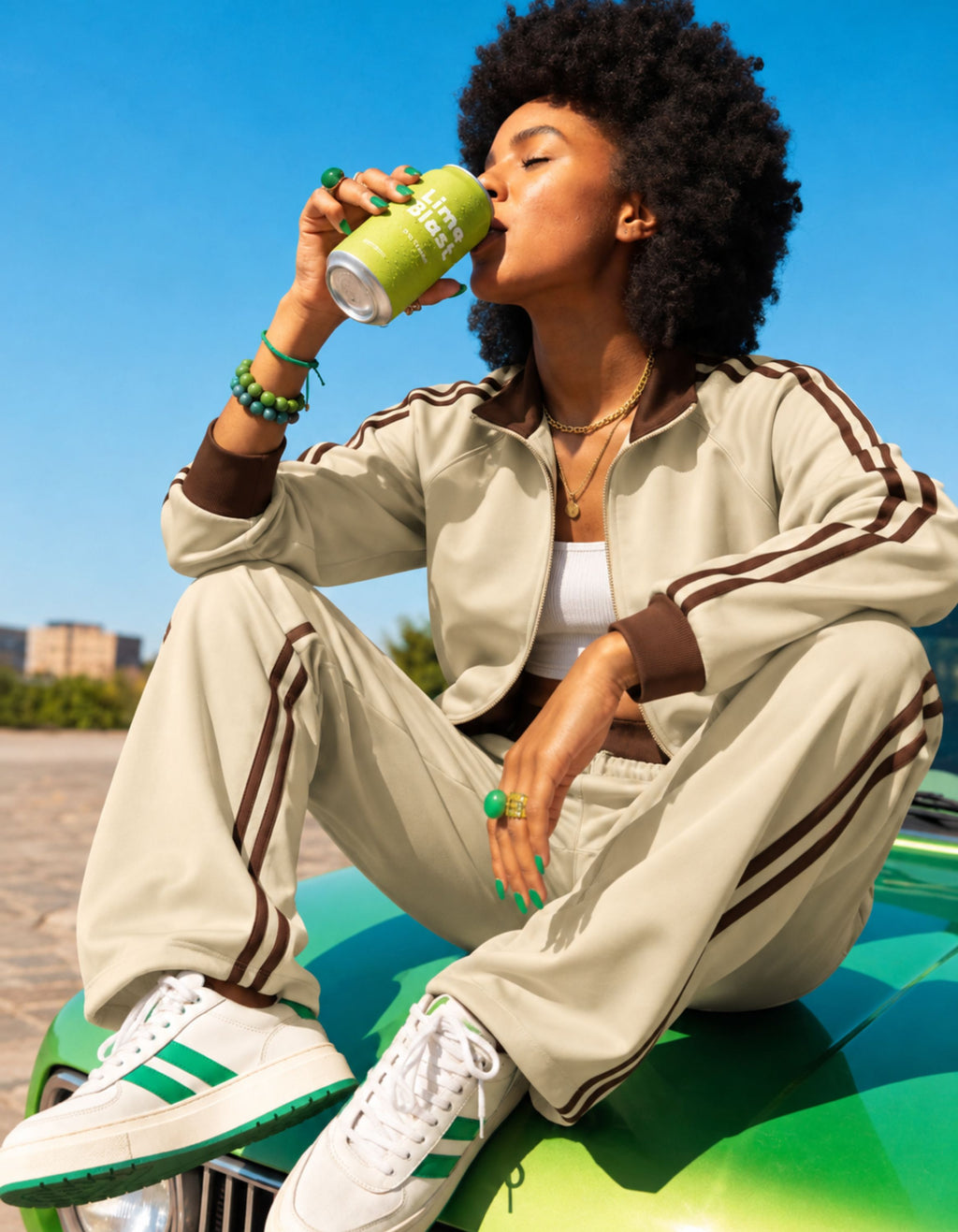 Two Piece Dual Zip Track Jacket & Pants Set – Pair of Jacket & Pant Tracksuit with Side Stripes