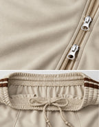 Two Piece Dual Zip Track Jacket & Pants Set – Pair of Jacket & Pant Tracksuit with Side Stripes