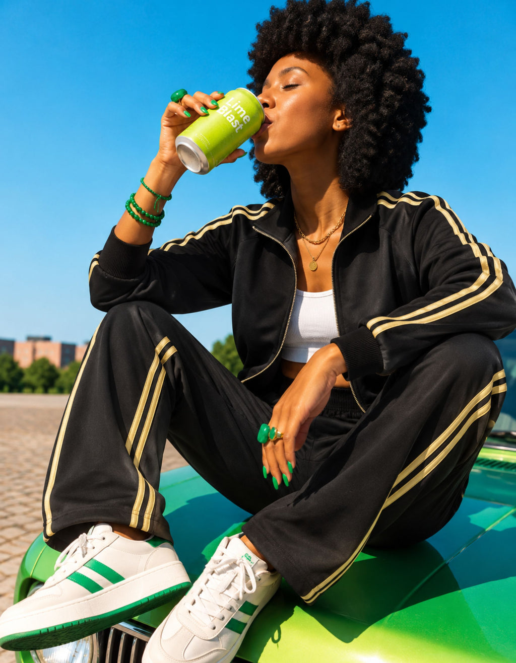 Two Piece Dual Zip Track Jacket & Pants Set – Pair of Jacket & Pant Tracksuit with Side Stripes