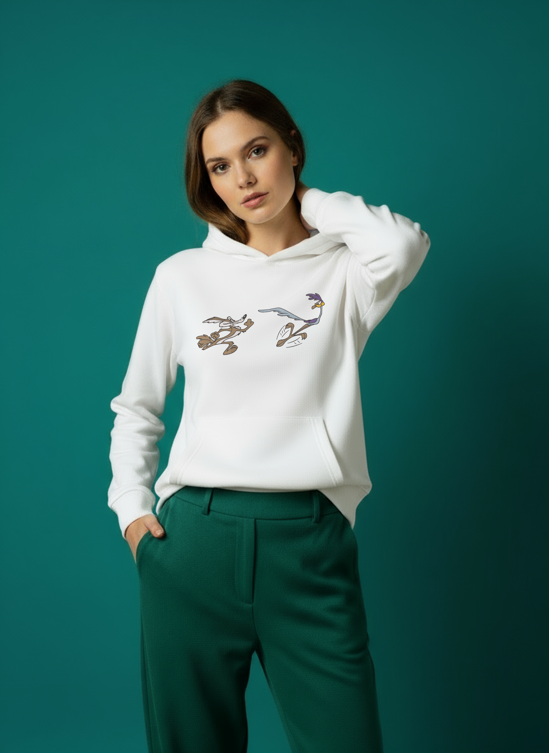 90s Cartoon The Road Runner Show Embroidery Hoodie | Sweatshirt | T-shirt