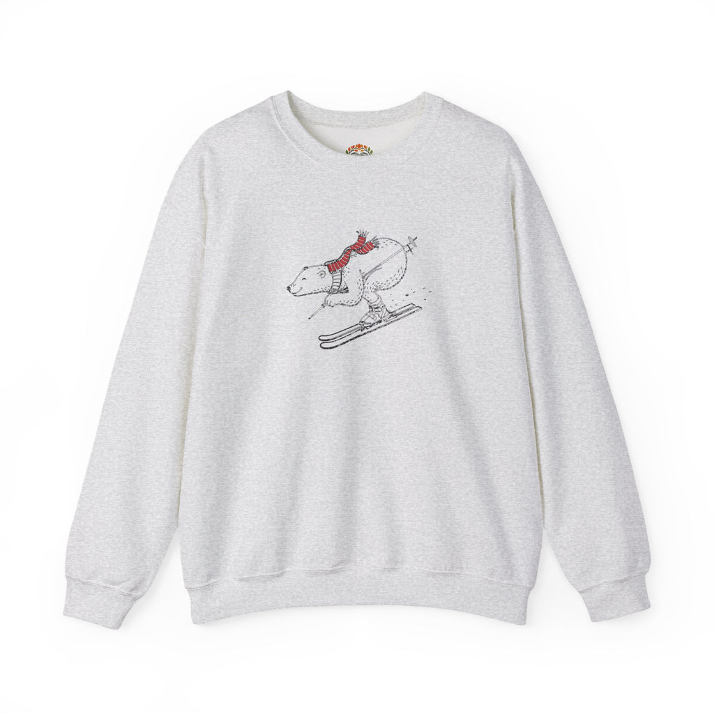 Skiing Polar Bear Embroidered Hoodie | Sweatshirt